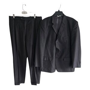 Linea Uomo Suit Sports Coat Pants Men 43 Gray Pinstripe Wool 4button 43x36 Flaw